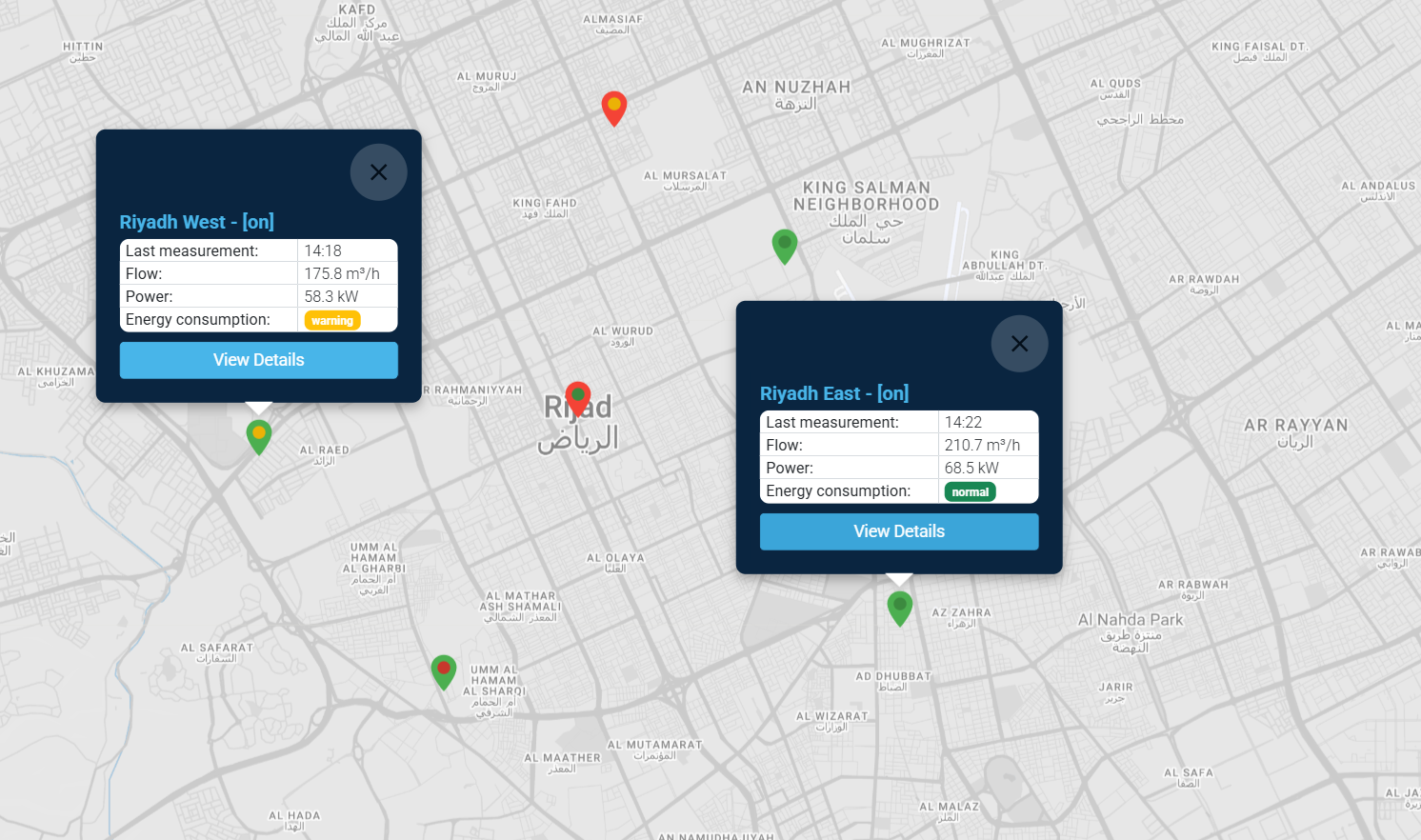 Mapa obiektów objętych wdrożeniem systemu HydroNexis